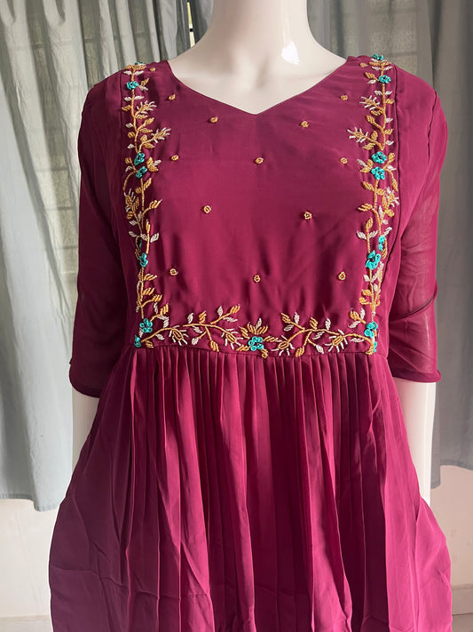 Handwork georgette wine shade