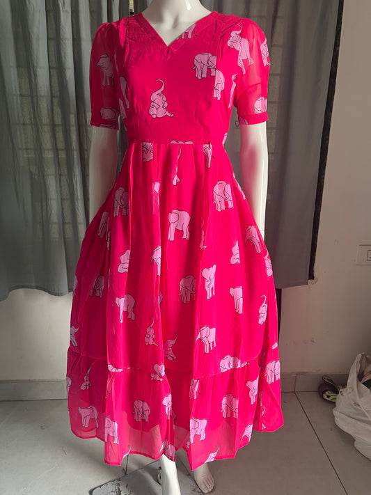 Georgette pink elephant