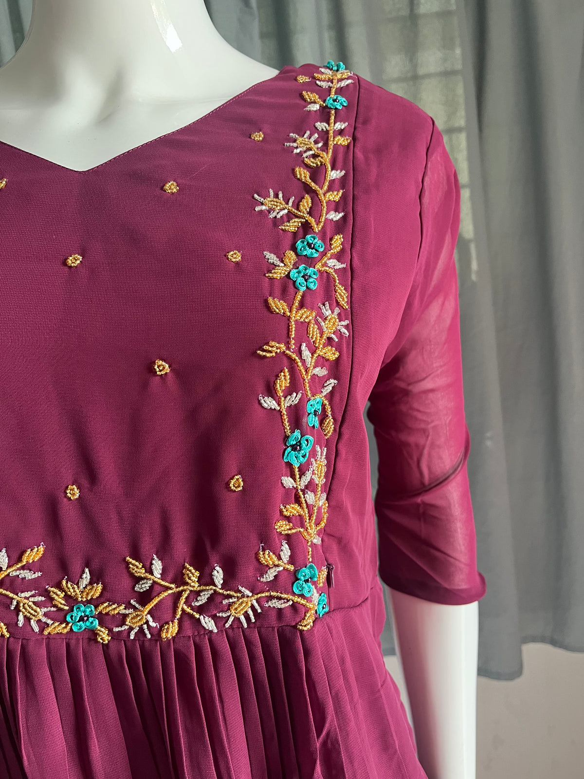 Handwork georgette wine shade
