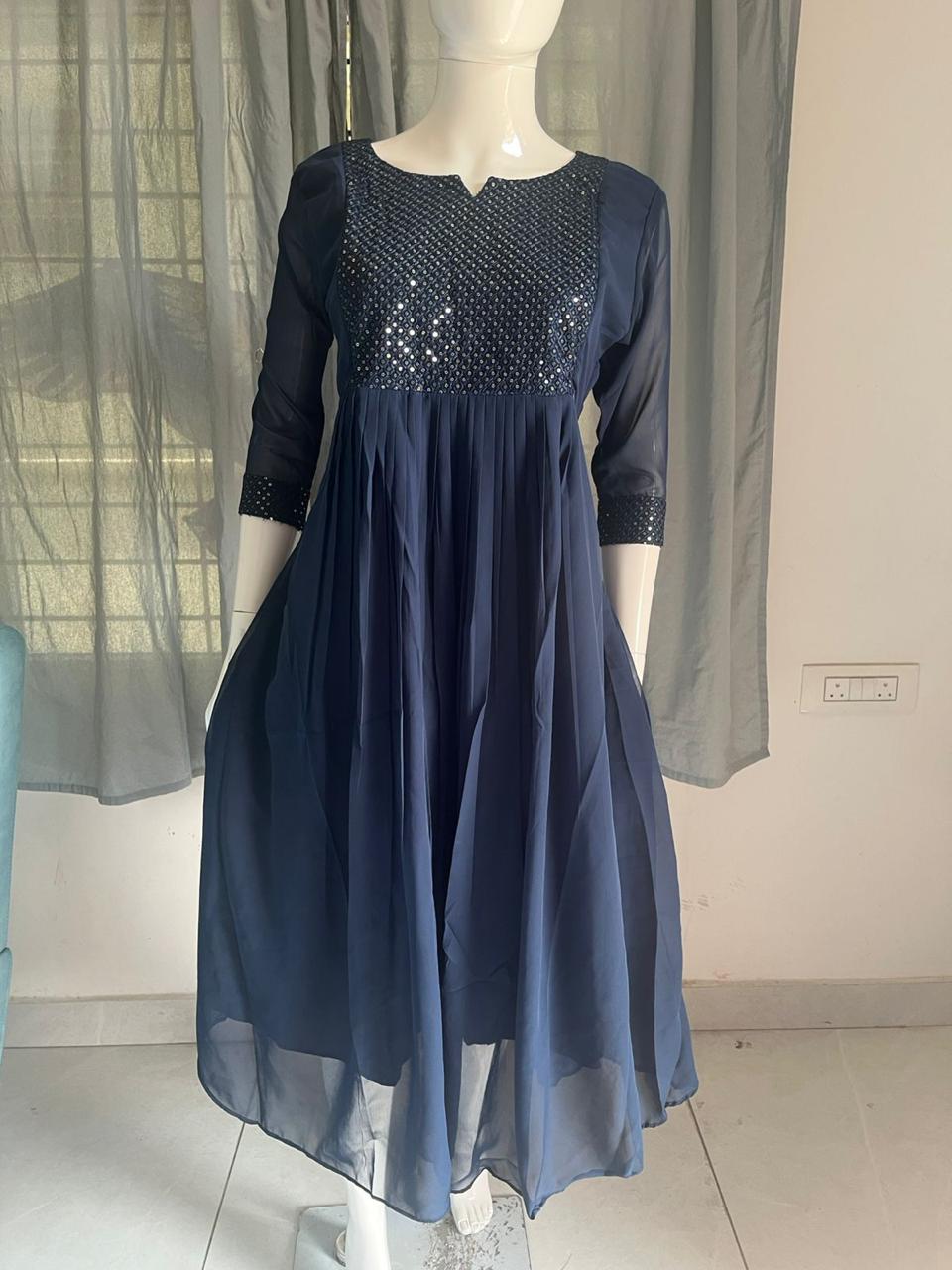 Navy Georgette